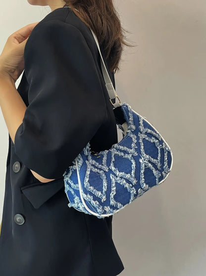 Raw Edge Cloth Shoulder Bag for Everyday Style