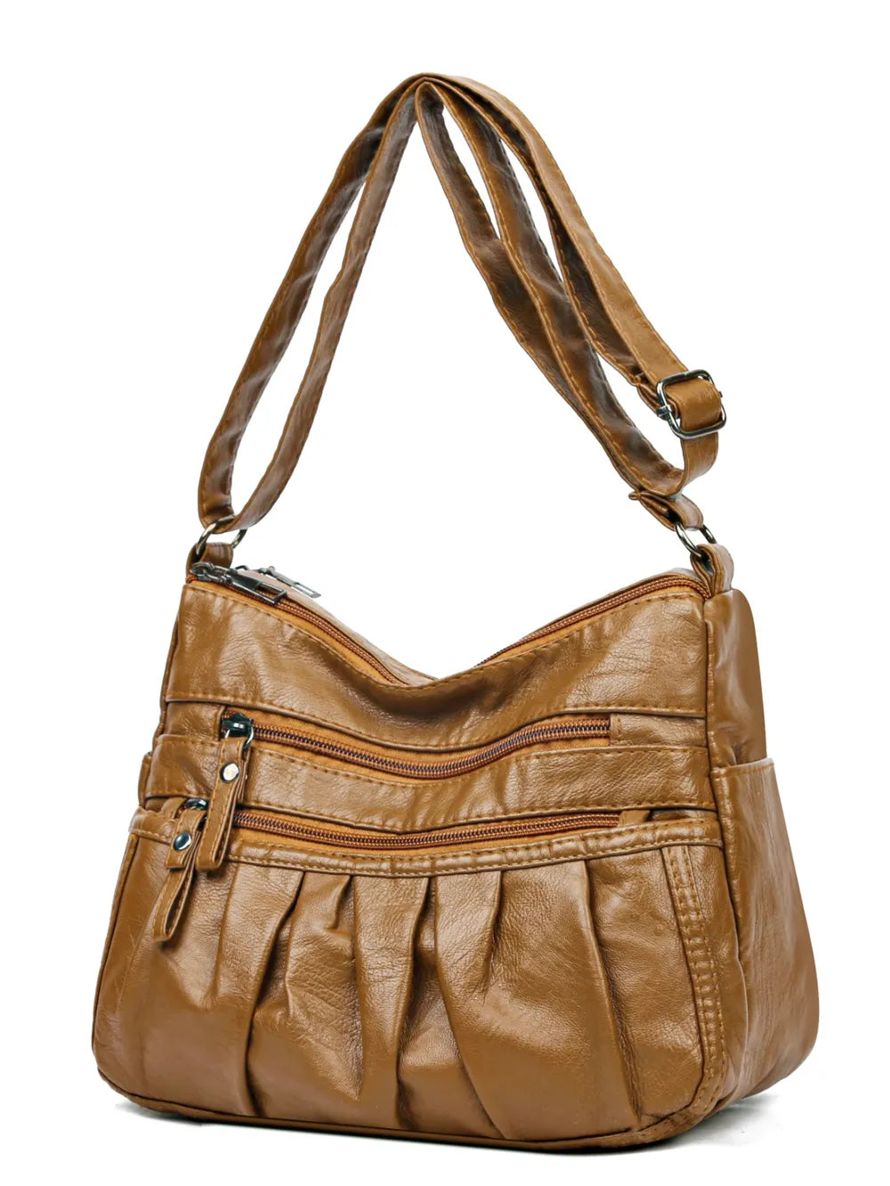 Ruched Adjustable Strap PU Leather Bag