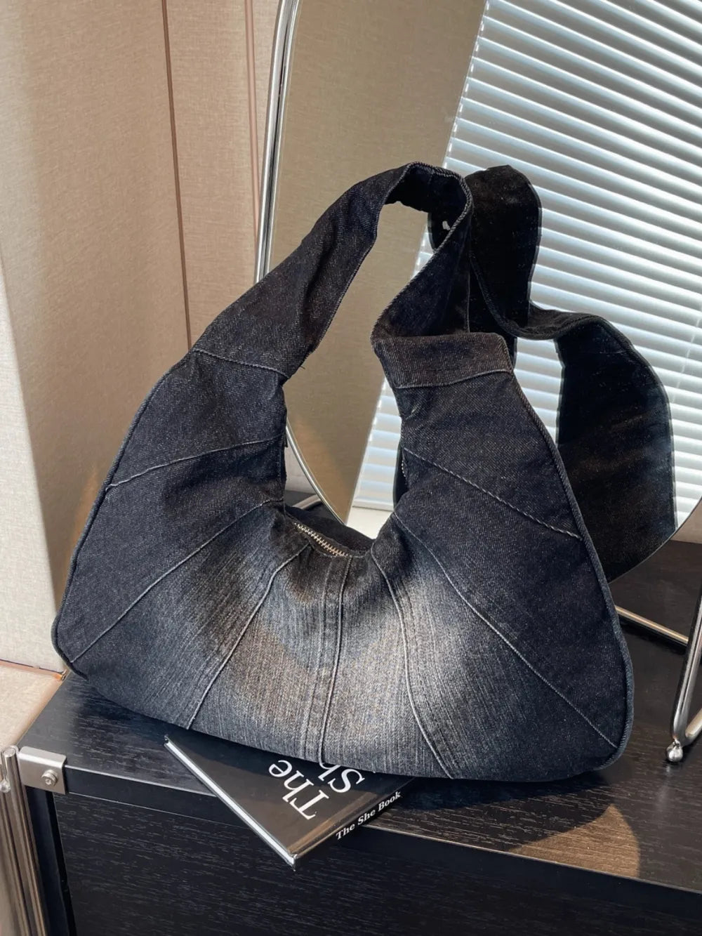 Crescent Denim Shoulder Bag for Everyday Use