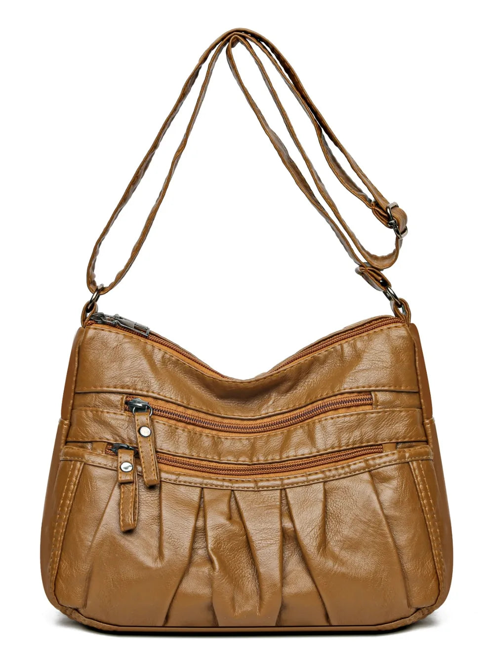 Ruched Adjustable Strap PU Leather Bag