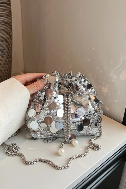 Sequin Drawstring Crossbody Bag for Style