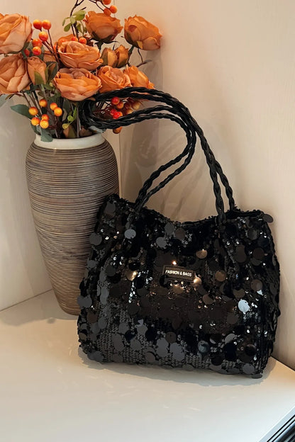 Sequin Braided Strap Chic Shoulder Bag