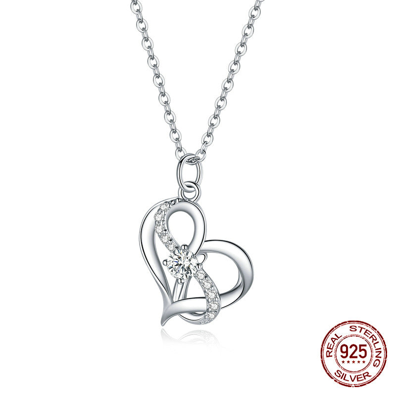 S925 Silver Necklace -  Heart-Shaped Pendant