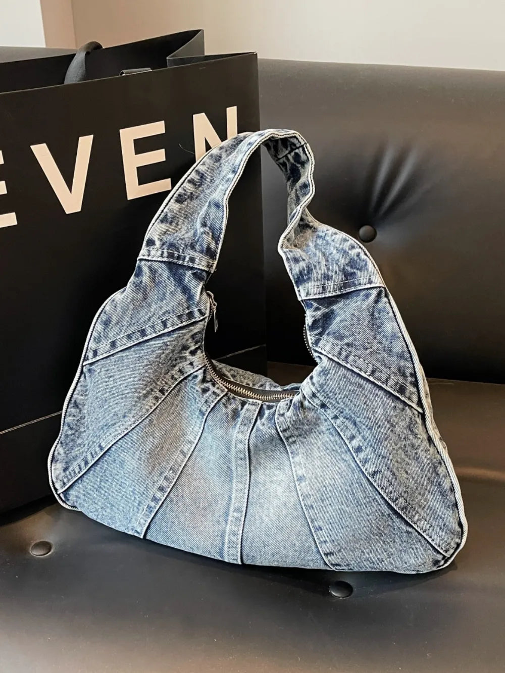 Crescent Denim Shoulder Bag for Everyday Use
