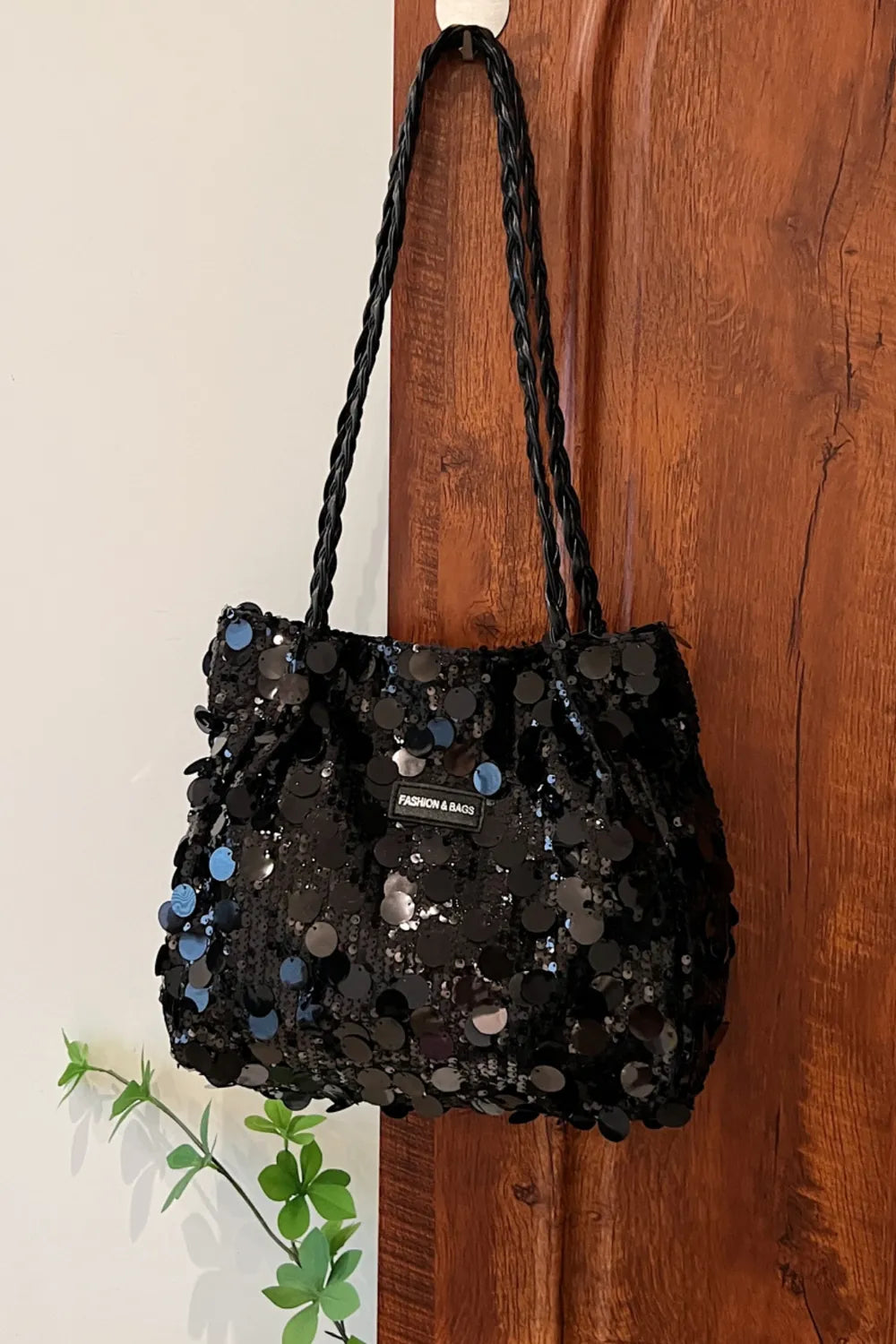 Sequin Braided Strap Chic Shoulder Bag