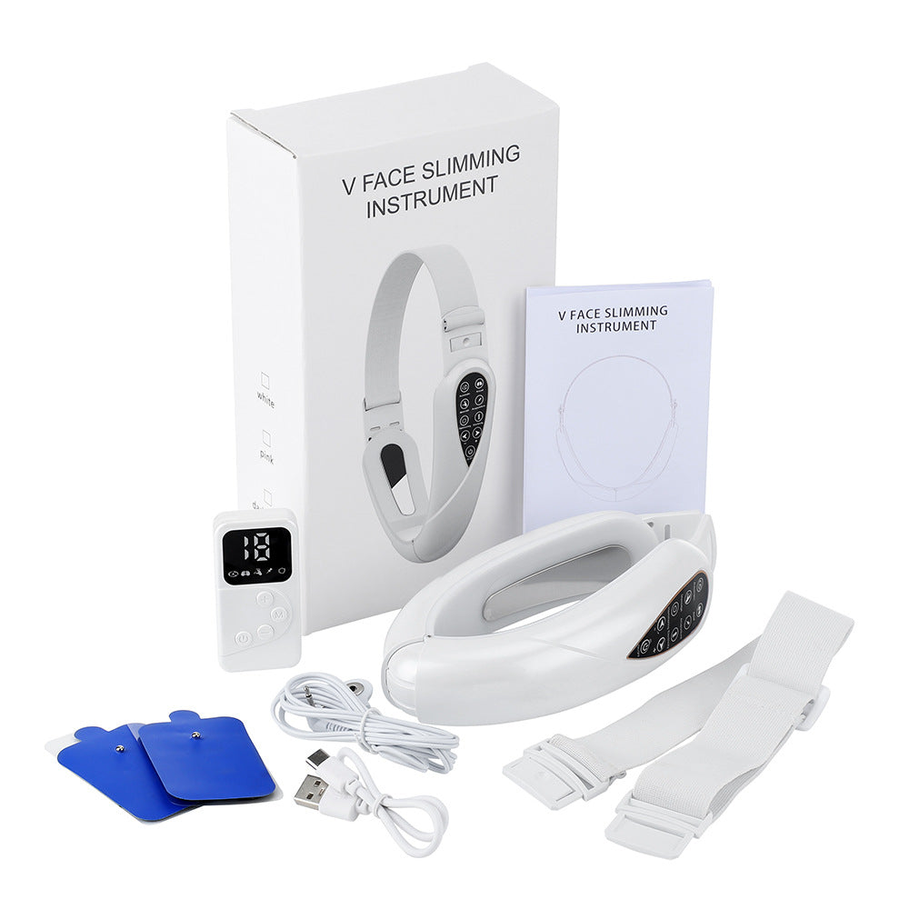 Remote Control Microcurrent Face Slimmer – EMS V-Face Lifting &amp; Light Therapy Device