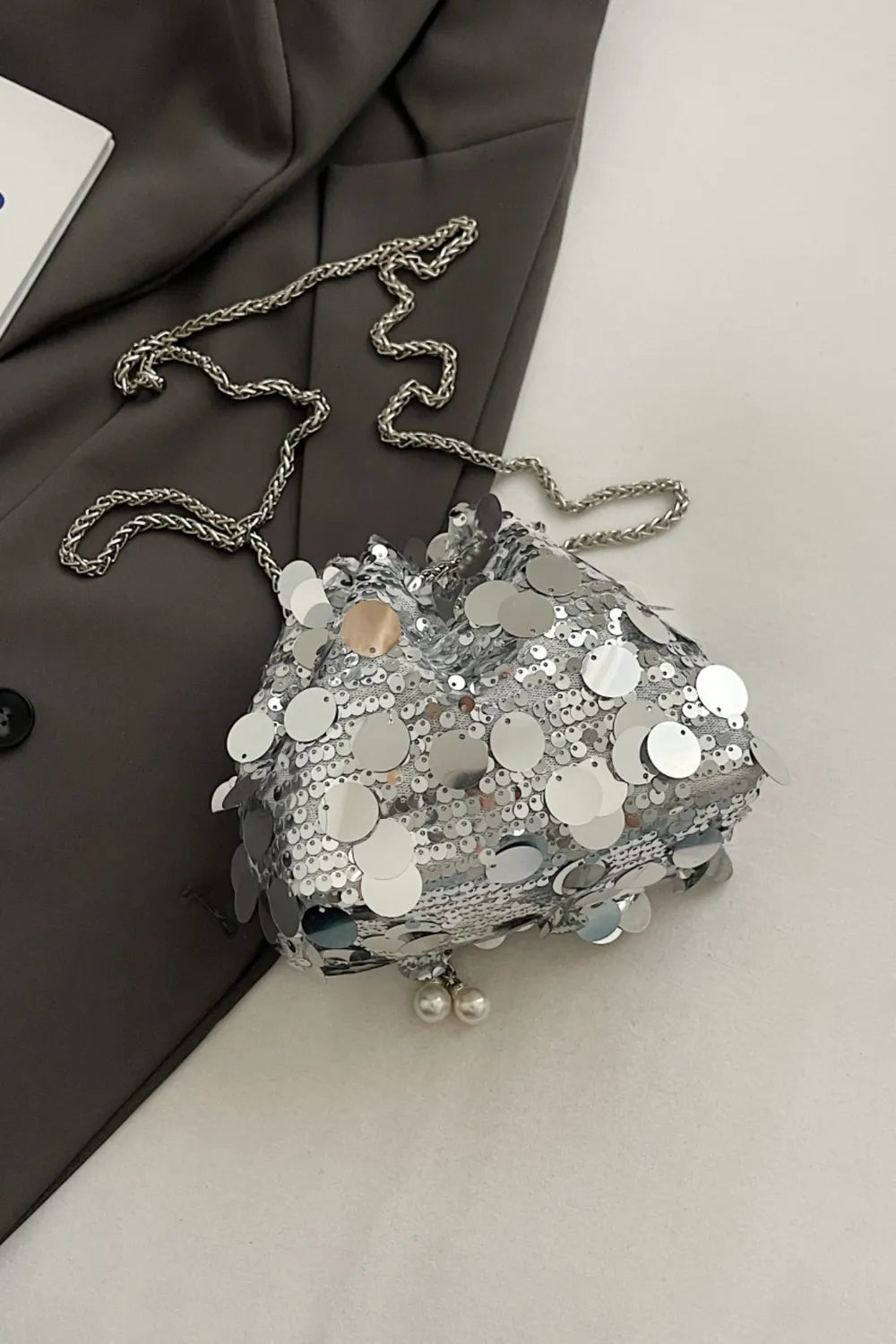 Sequin Drawstring Crossbody Bag for Style