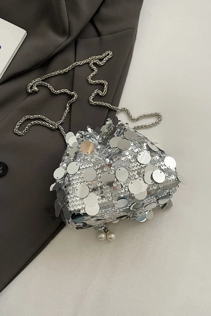 Sequin Drawstring Crossbody Bag for Style