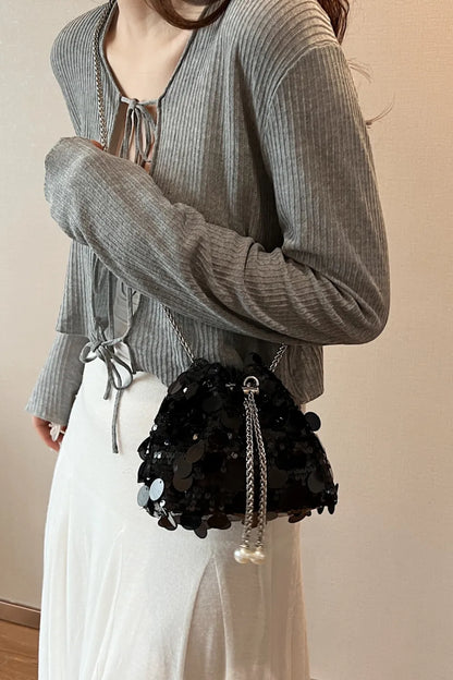 Sequin Drawstring Crossbody Bag for Style