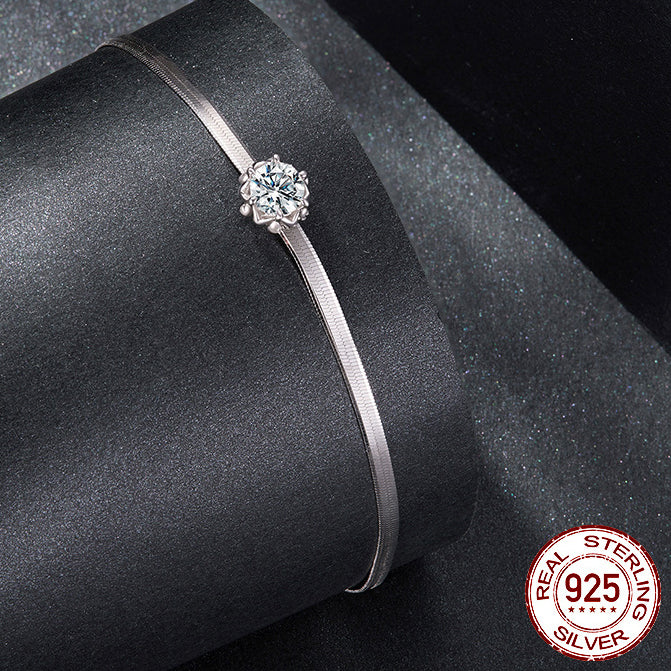 S925 Silver Bracelet - Elegant Floral Charm