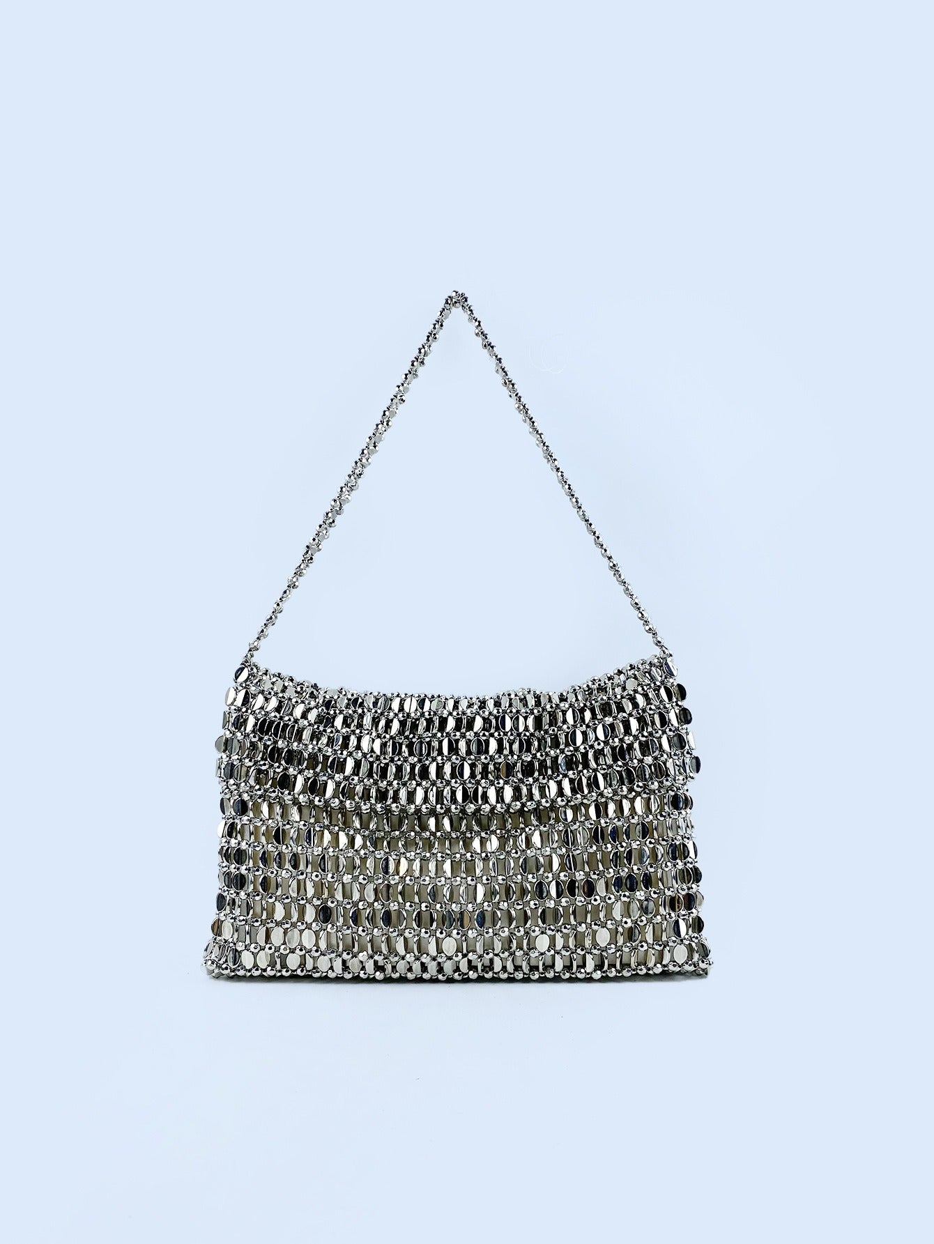 Chic Hand Woven Silver Sequin Bag for Women