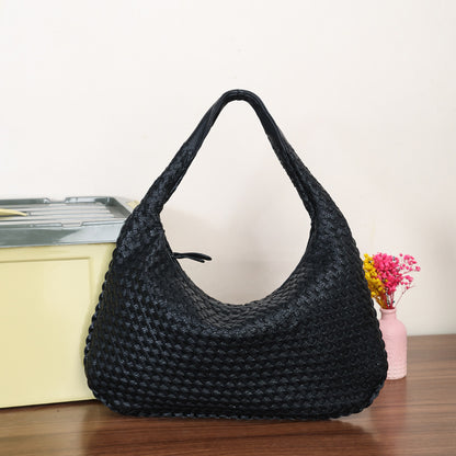 Handmade Woven Leather Hobo Bag, Spacious