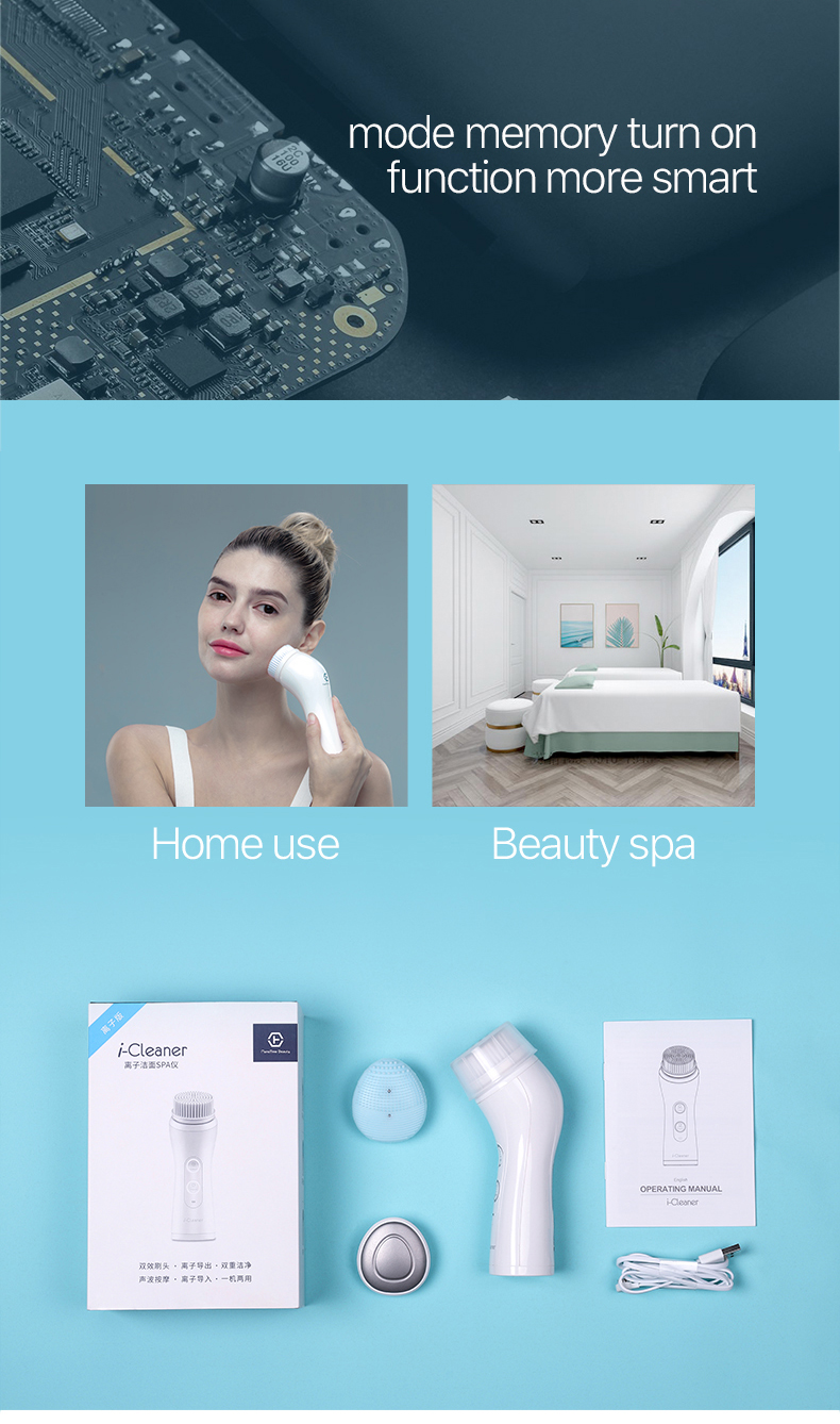 Electric Sonic Facial Cleansing Brush with Iontophoresis (Model F62)