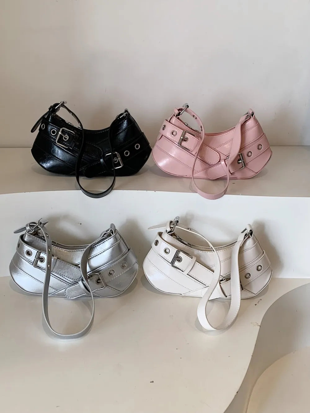 Chic PU Leather Buckle Shoulder Bag