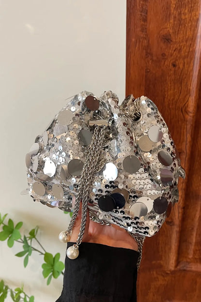 Sequin Drawstring Crossbody Bag for Style